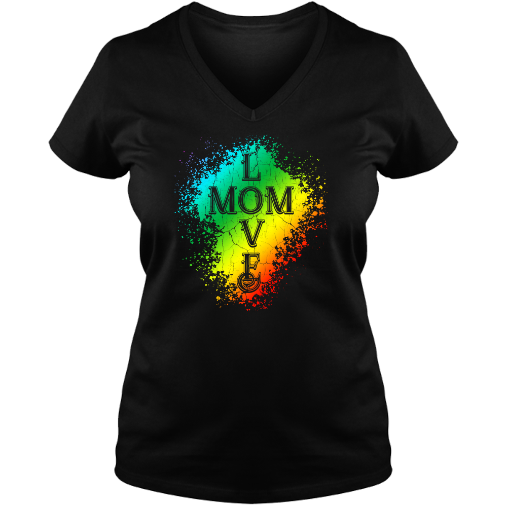 Mom Love Ladies V Neck Tee - Dark