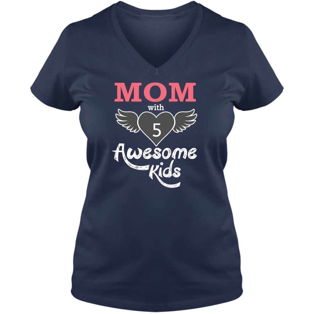 Mom With Awesome Kids - Dark - Ladies V Neck Tee