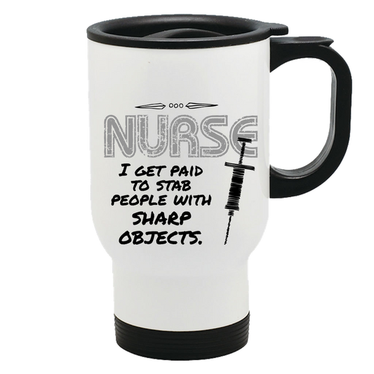 Nurse Gets Paid to Stab Travel Mug