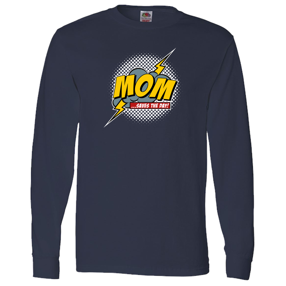 Mom Saves The Day Adult Long Sleeve Tee - Dark