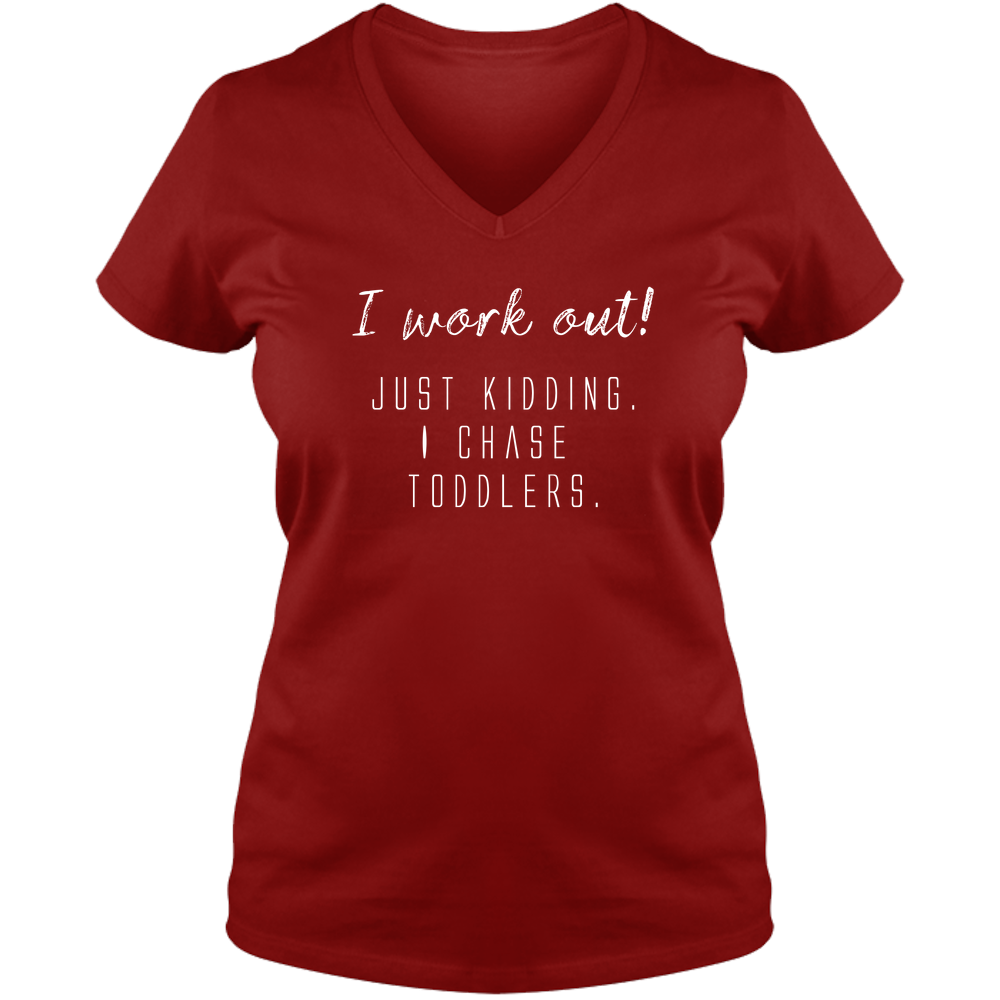 I work out! Dark - Ladies V Neck Tee