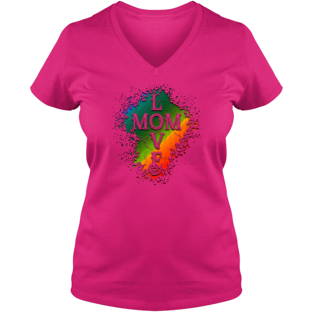Mom Love Ladies V Neck Tee - Light