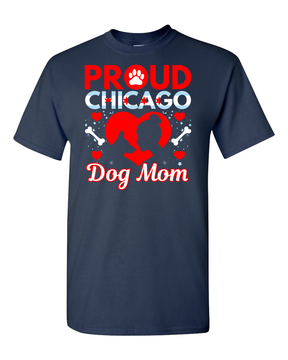 Proud Chicago Dog Mom - Dark - Adult Unisex T-Shirt