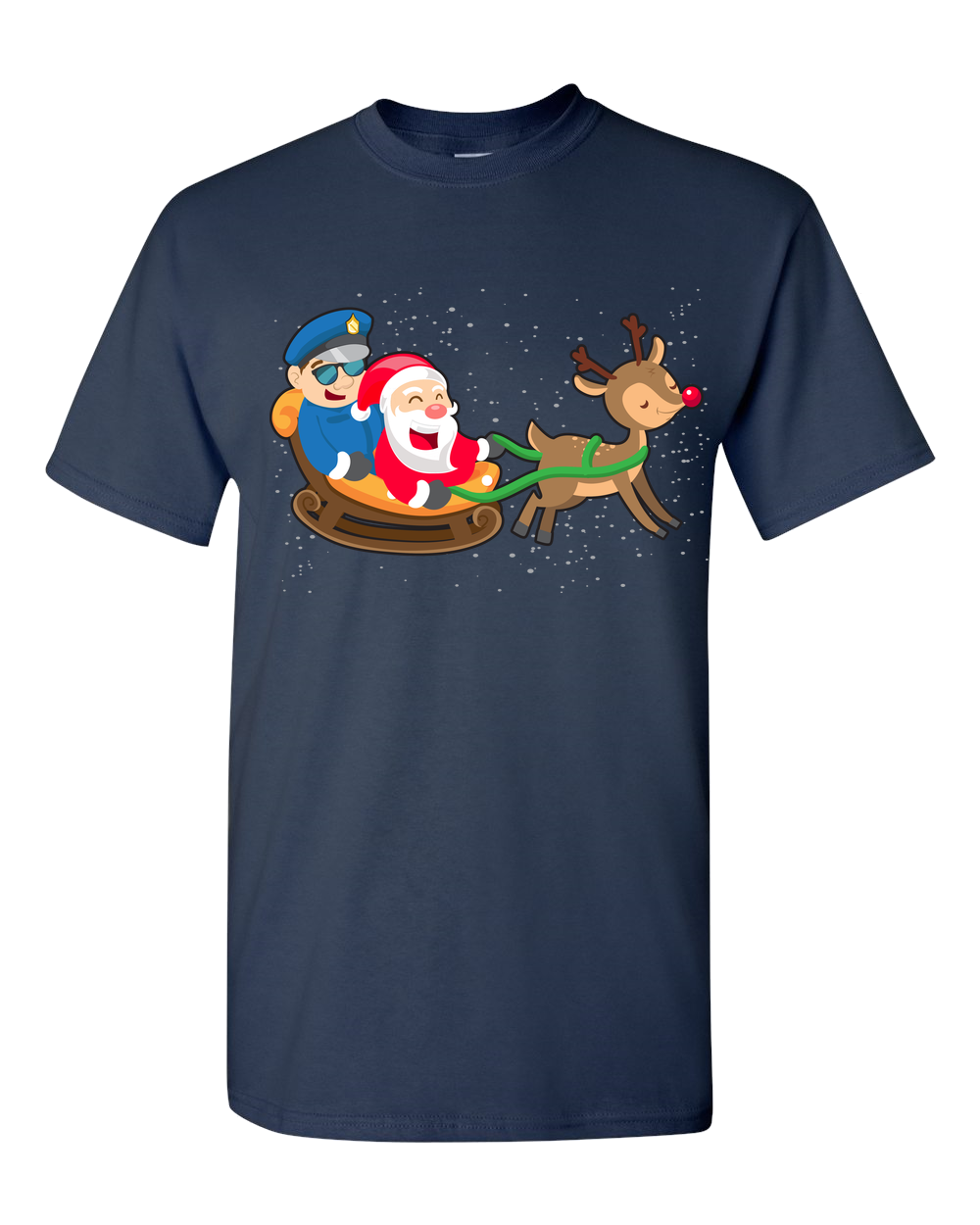 Police Guarding Santa Sleigh Adult Unisex T-Shirt