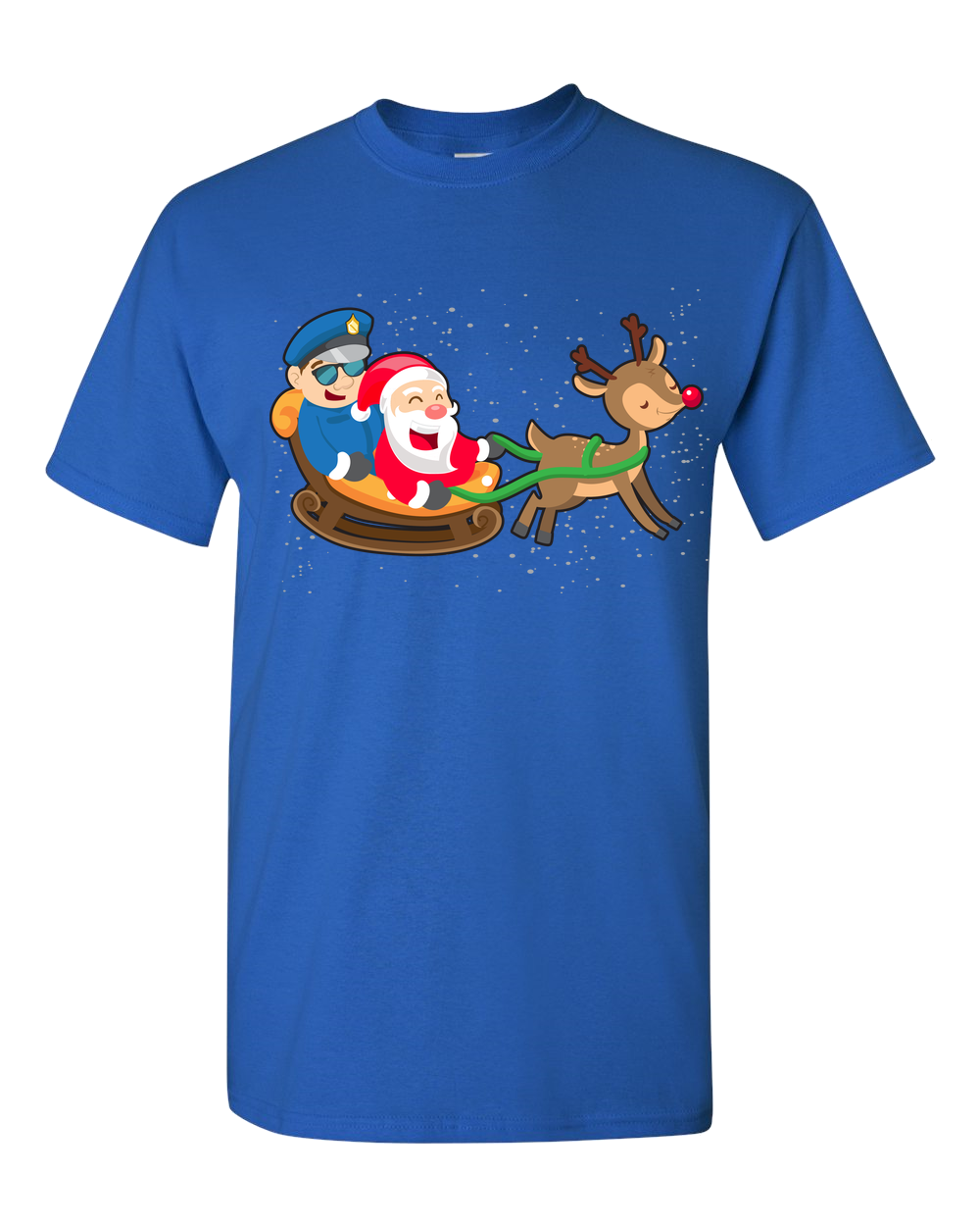 Police Guarding Santa Sleigh Adult Unisex T-Shirt