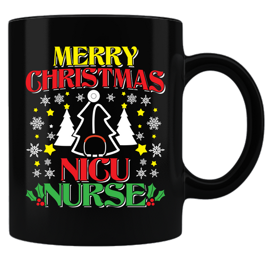 Merry Christmas NICU Nurse - Coffee Mug - Black