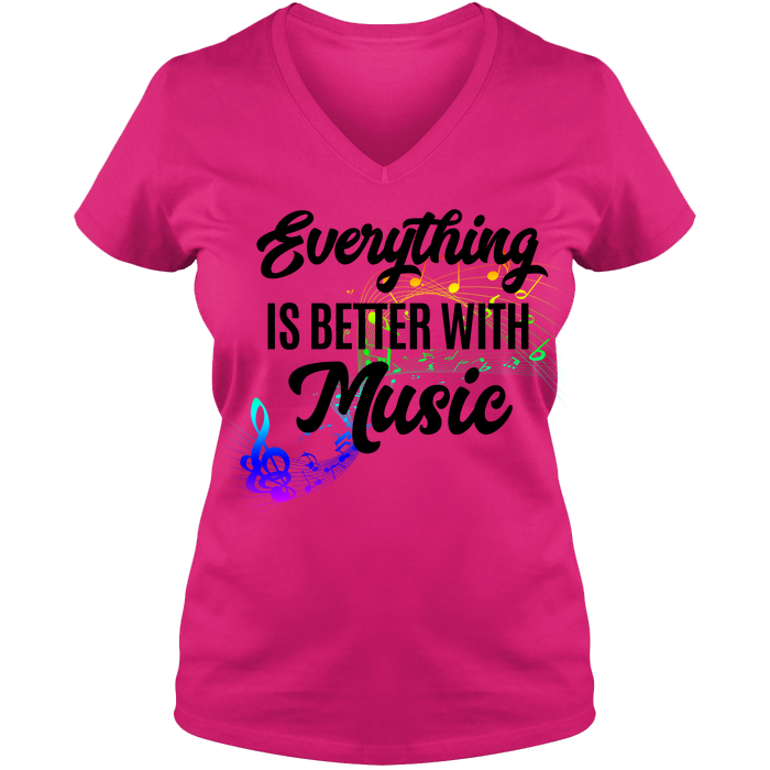 Everything Music Ladies V Neck Tee