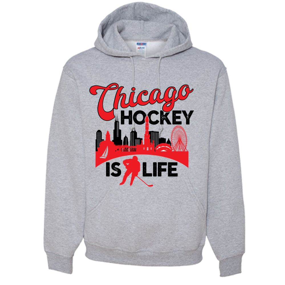 Chicago Hockey is Life Adult Hoodie