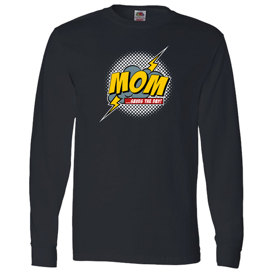 Mom Saves The Day Adult Long Sleeve Tee - Dark