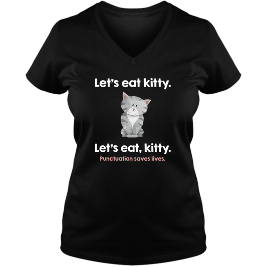 Lets Eat Kitty - Ladies V Neck Tee