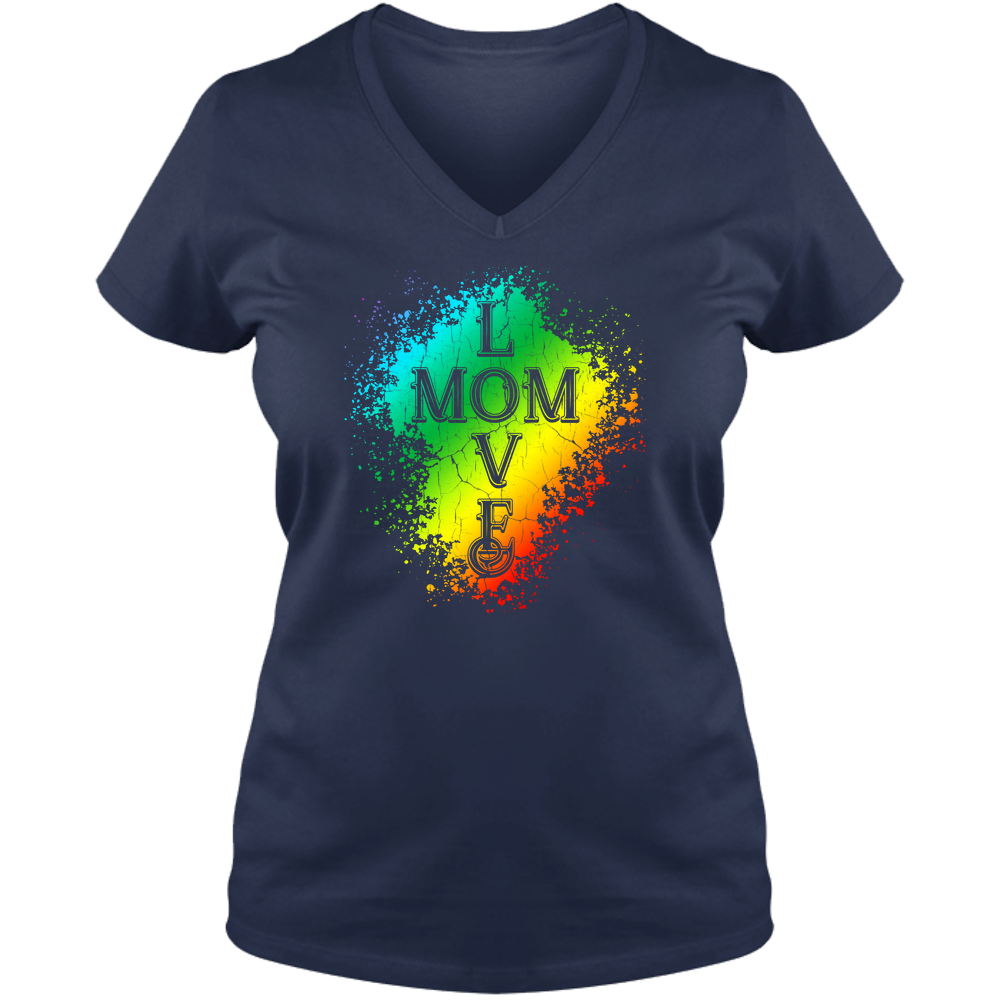 Mom Love Ladies V Neck Tee - Dark