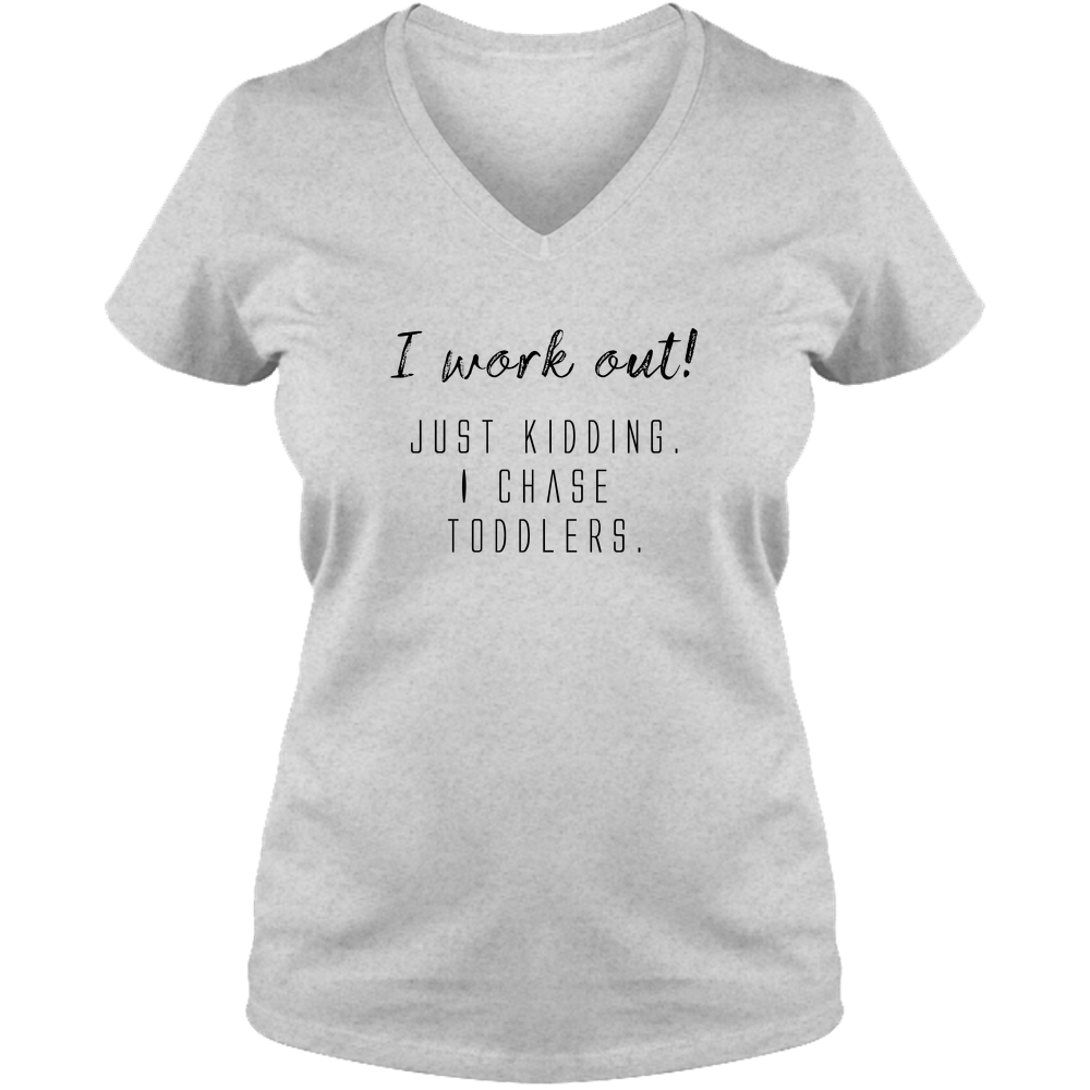 I work out! Light - Ladies V Neck Tee