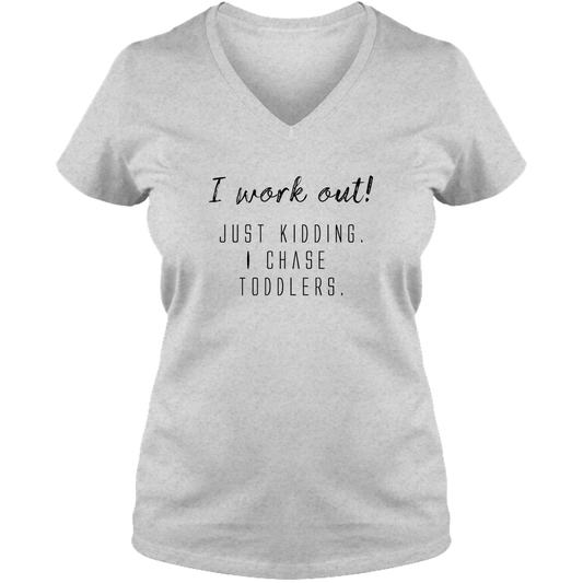 I work out! Light - Ladies V Neck Tee