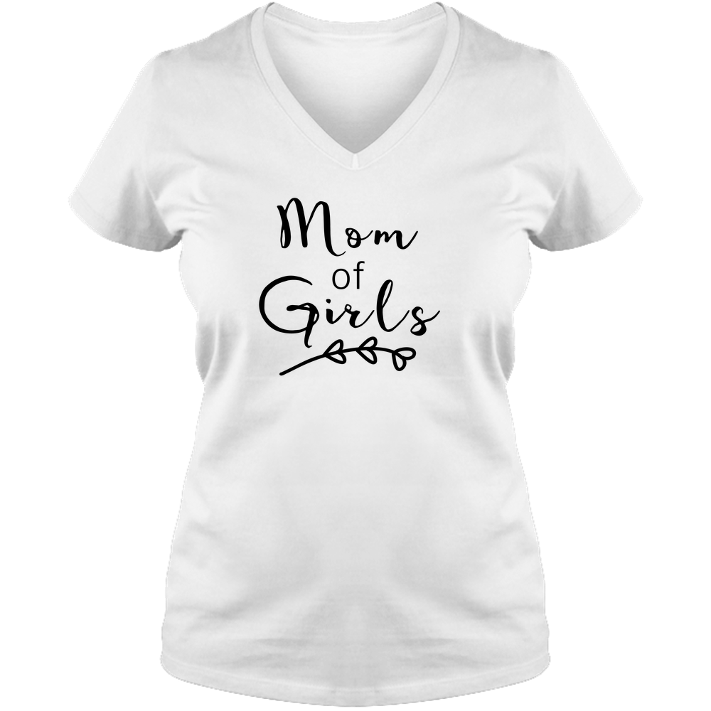 Mom Of Girls Light - Ladies V Neck Tee