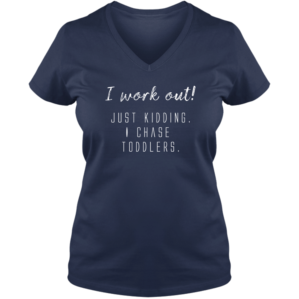 I work out! Dark - Ladies V Neck Tee