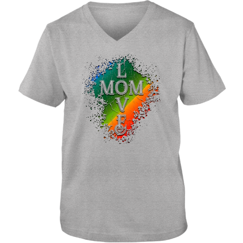 Mom Love Adult Unisex Vneck Tee - Light
