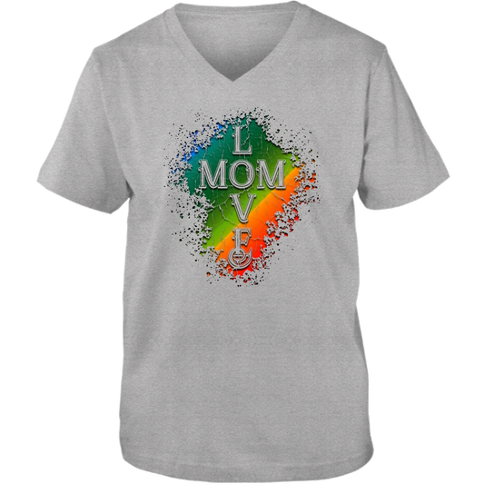 Mom Love Adult Unisex Vneck Tee - Light
