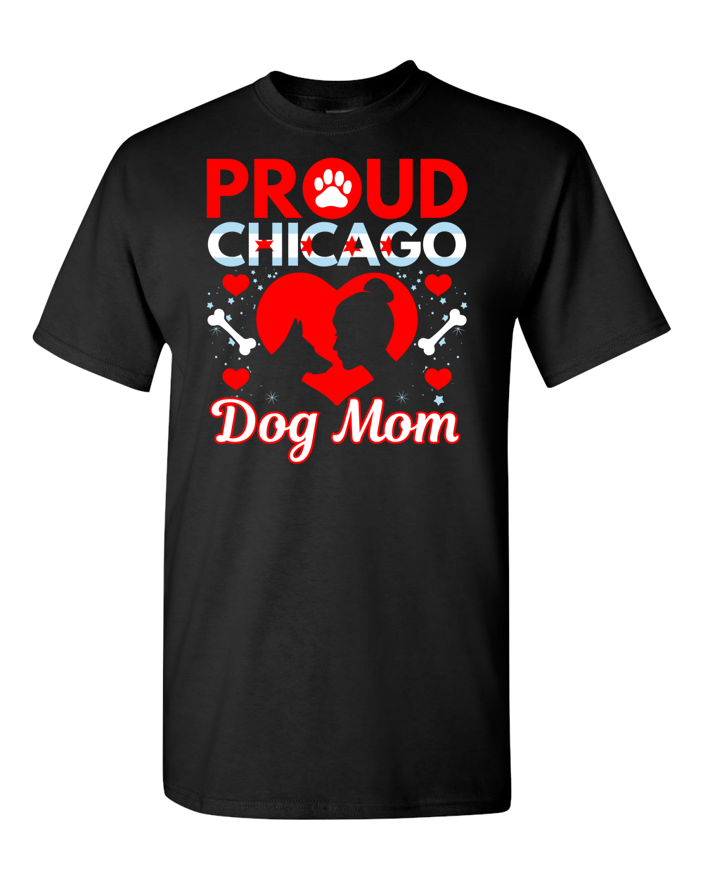 Proud Chicago Dog Mom - Dark - Adult Unisex T-Shirt