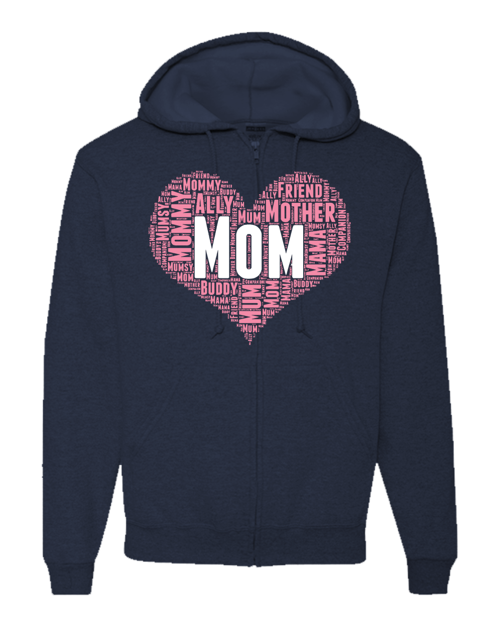 Mom Heart Adult Zipper Hoodie - Dark