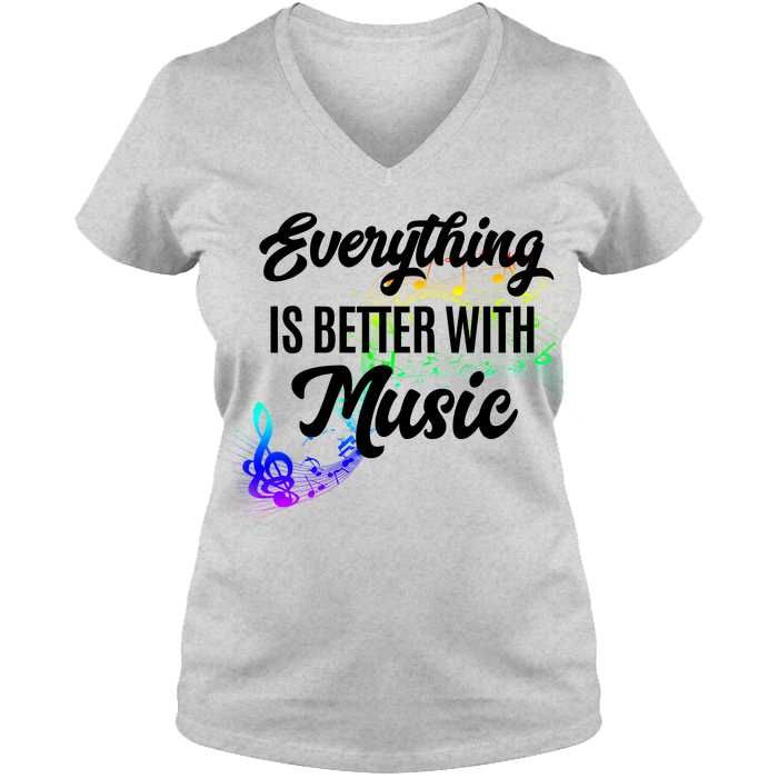 Everything Music Ladies V Neck Tee