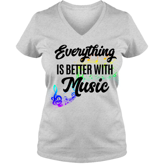 Everything Music Ladies V Neck Tee