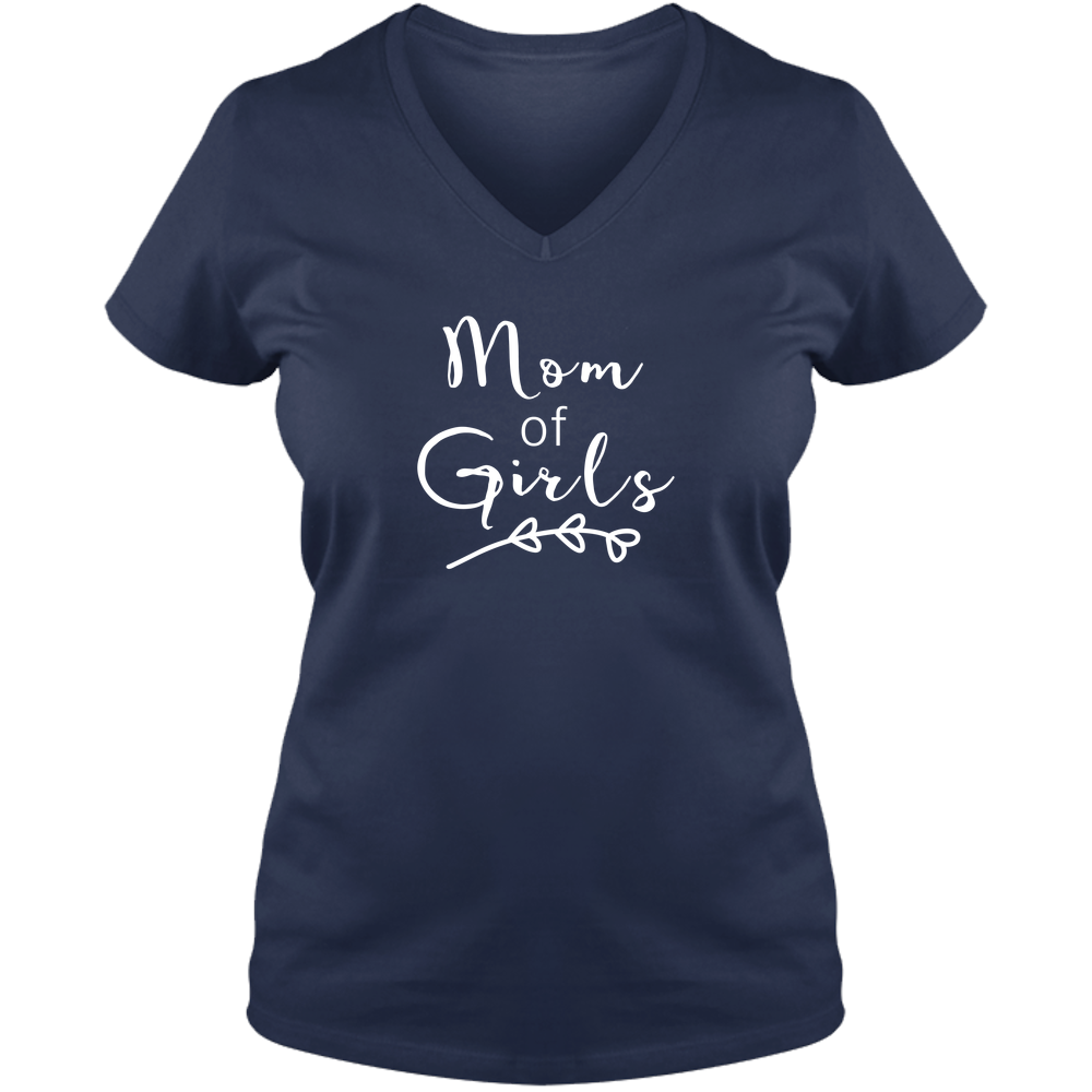 Mom Of Girls Dark - Ladies V Neck Tee