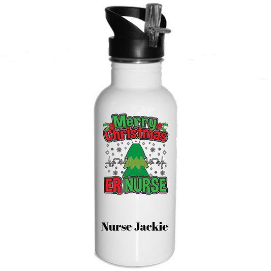 Merry Christmas ER Nurse - Water Bottles