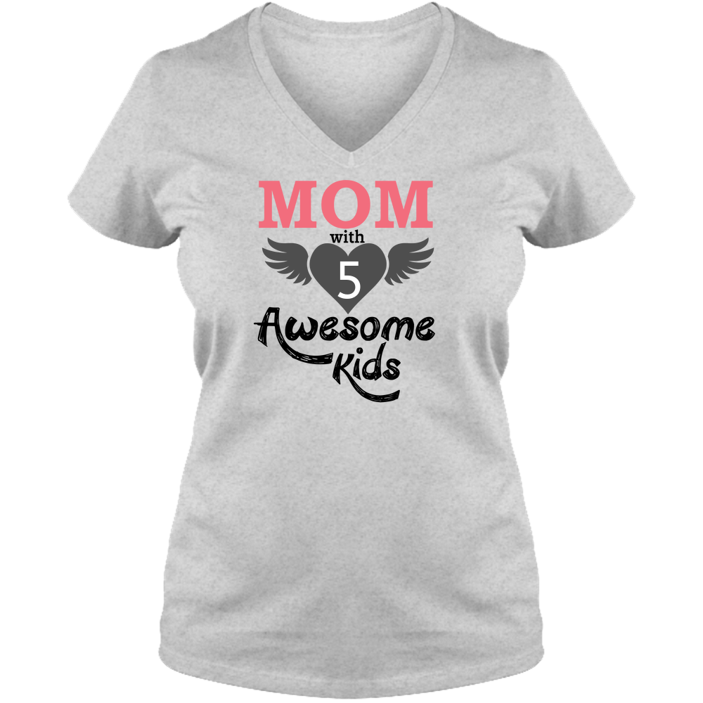Mom With Awesome Kids - Light - Ladies V Neck Tee