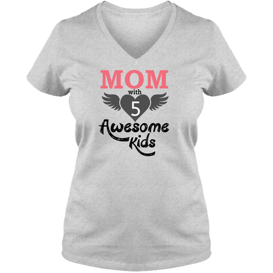 Mom With Awesome Kids - Light - Ladies V Neck Tee