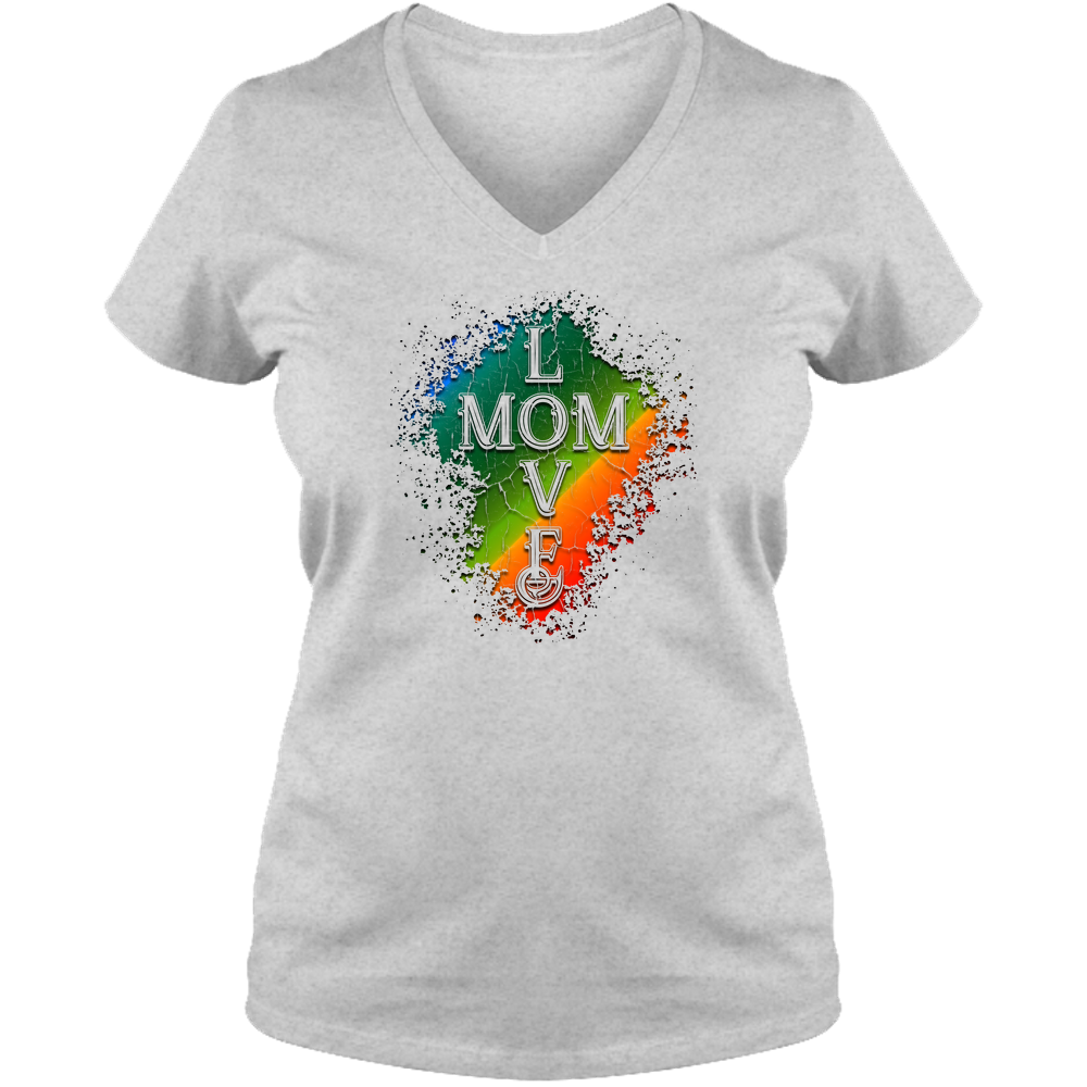 Mom Love Ladies V Neck Tee - Light