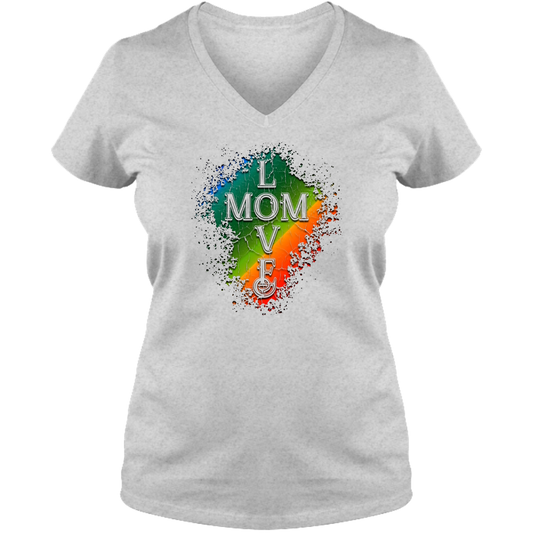 Mom Love Ladies V Neck Tee - Light