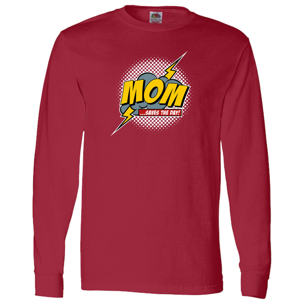 Mom Saves The Day Adult Long Sleeve Tee - Dark