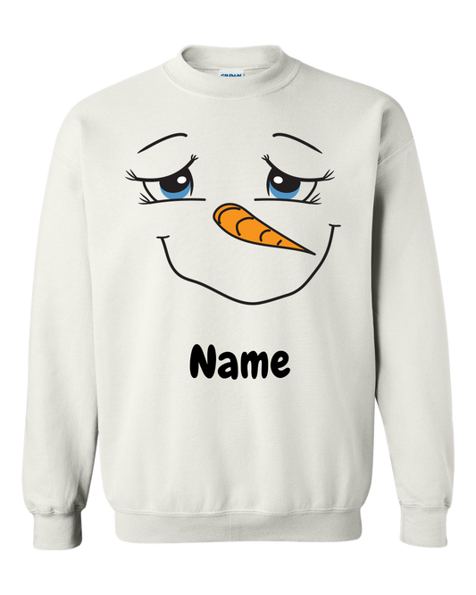 Snowman Personalized Adult Crewneck Sweat Shirt