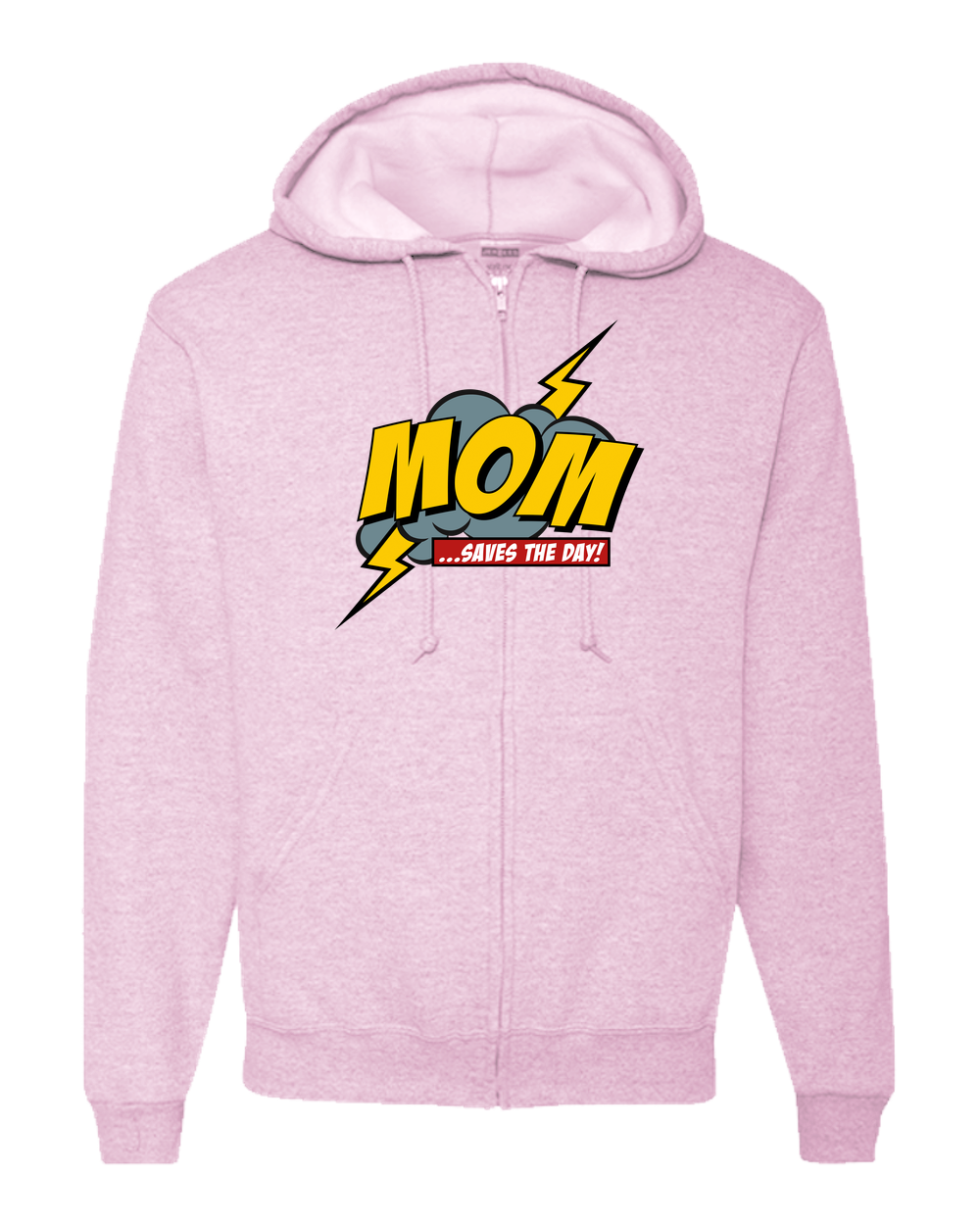 Mom Saves The Day Adult Zipper Hoodie - Light