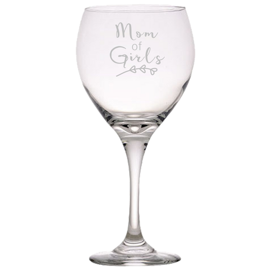 Mom Of Girls - Wine Glass