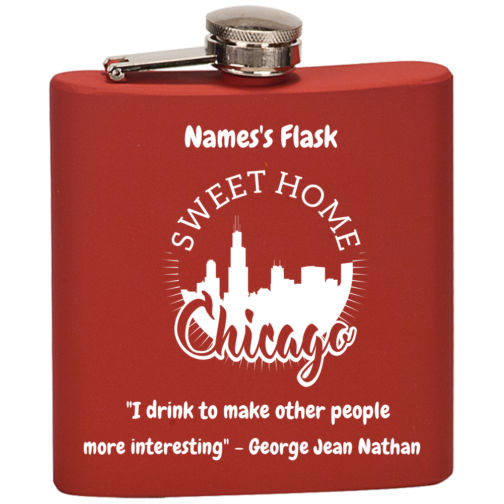 Sweet Home Chicago Personalized Flask  Laser Etched