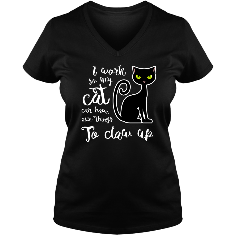 I Work - Ladies V Neck Tee