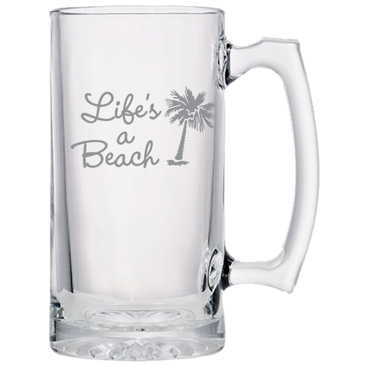 Life's a Beach Beer Mugs Laser Etched
