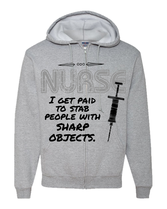 Nurse gets paid to Stab Adult Zipper Hoodie
