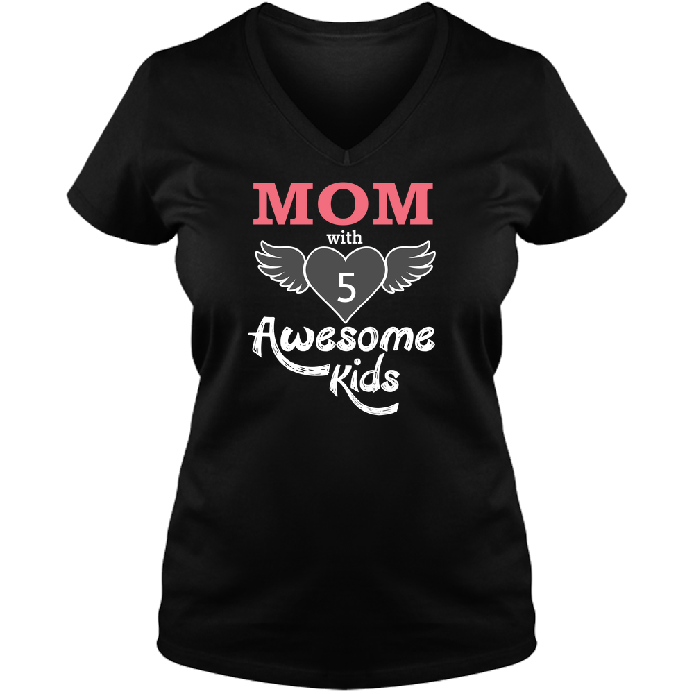 Mom With Awesome Kids - Dark - Ladies V Neck Tee