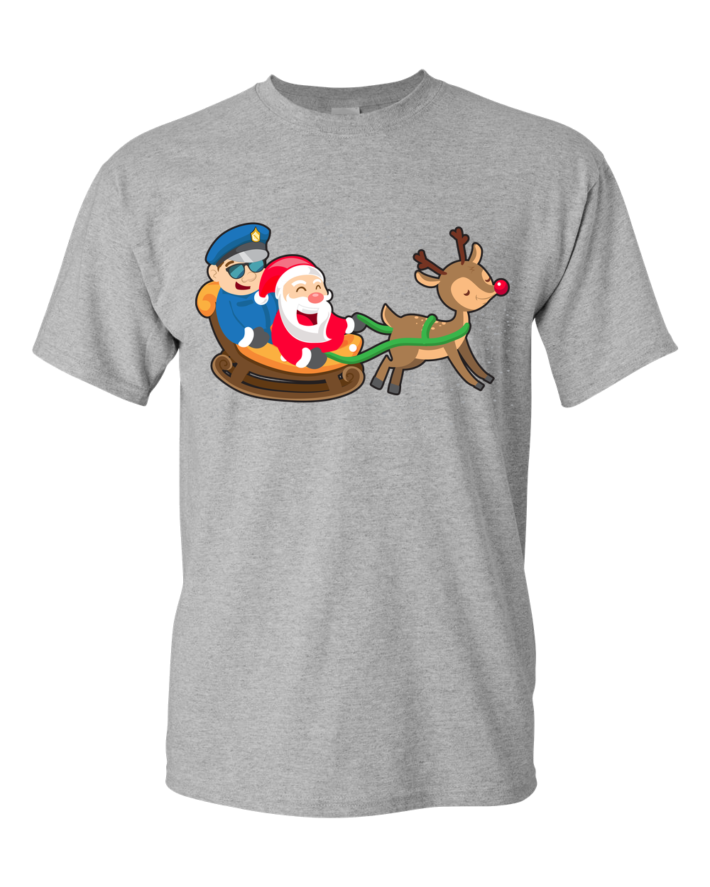 Police Guarding Santa Sleigh Adult Unisex T-Shirt