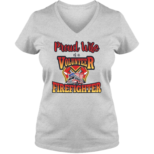 Volunteer Firefighter Wife - Ladies V Neck Tee