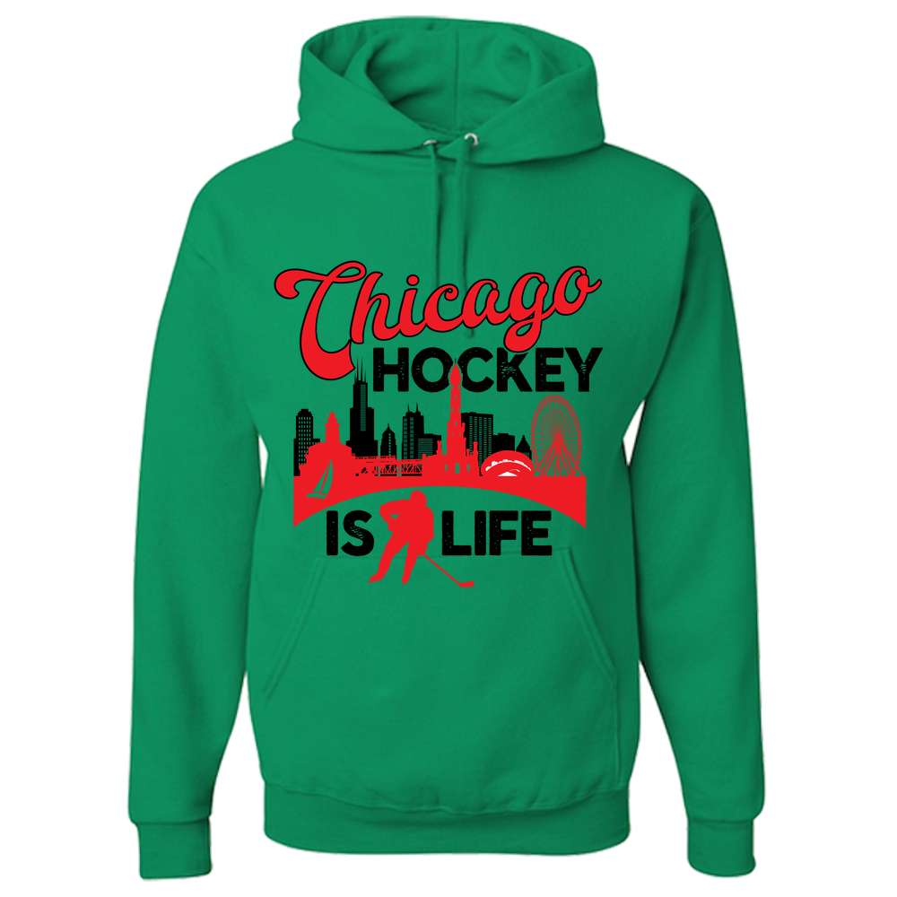 Chicago Hockey is Life Adult Hoodie