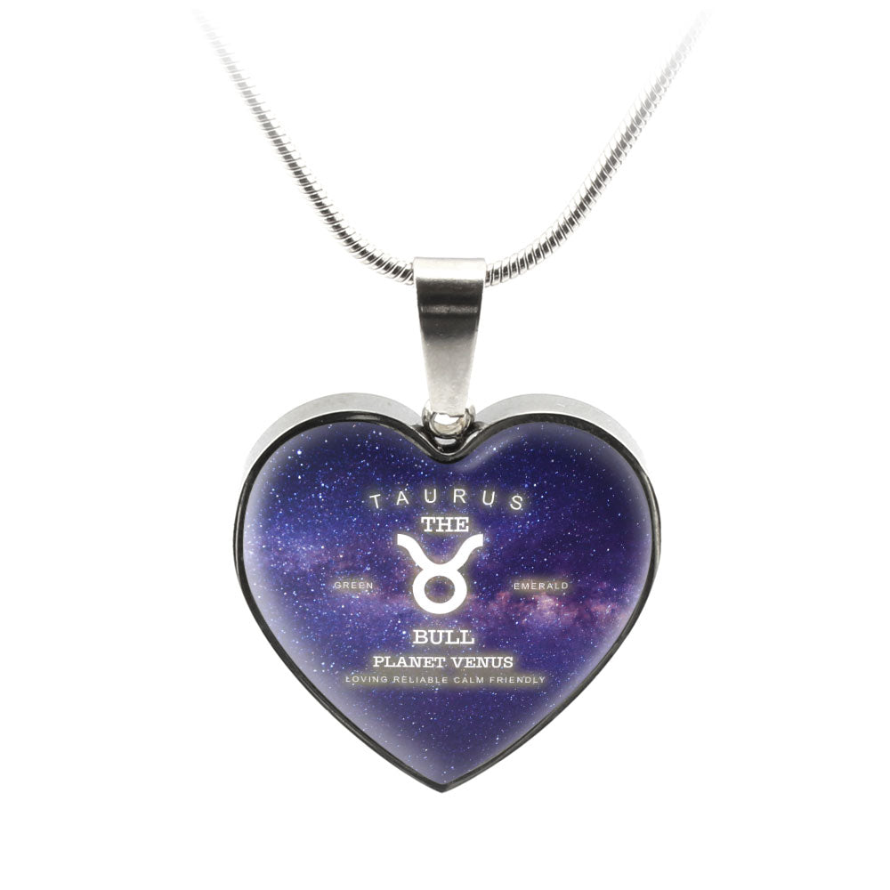 Taurus Gold/Silver Zodiac Heart Necklace