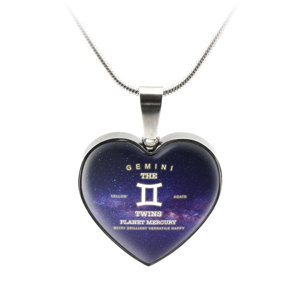 Gemini Gold/Silver Zodiac Heart Necklace