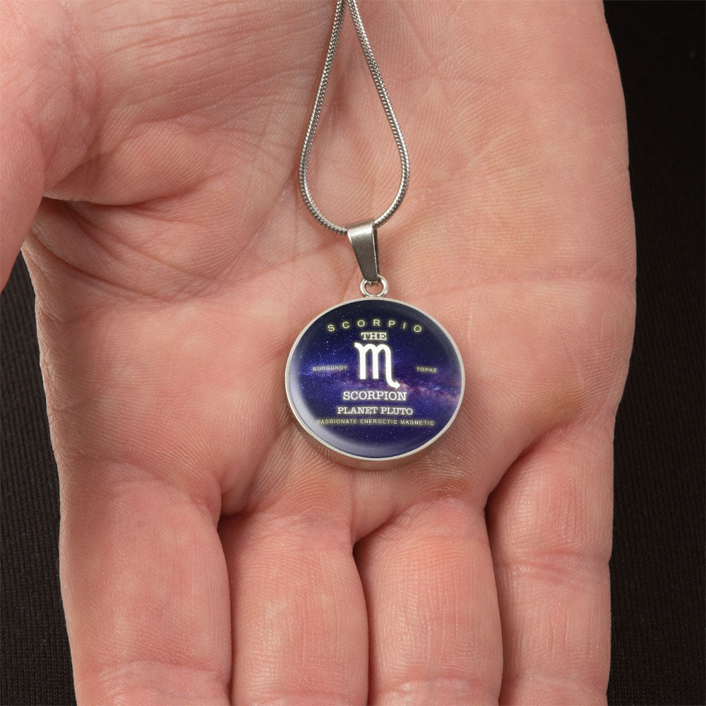 Scorpio Gold/Silver Zodiac Round Necklace