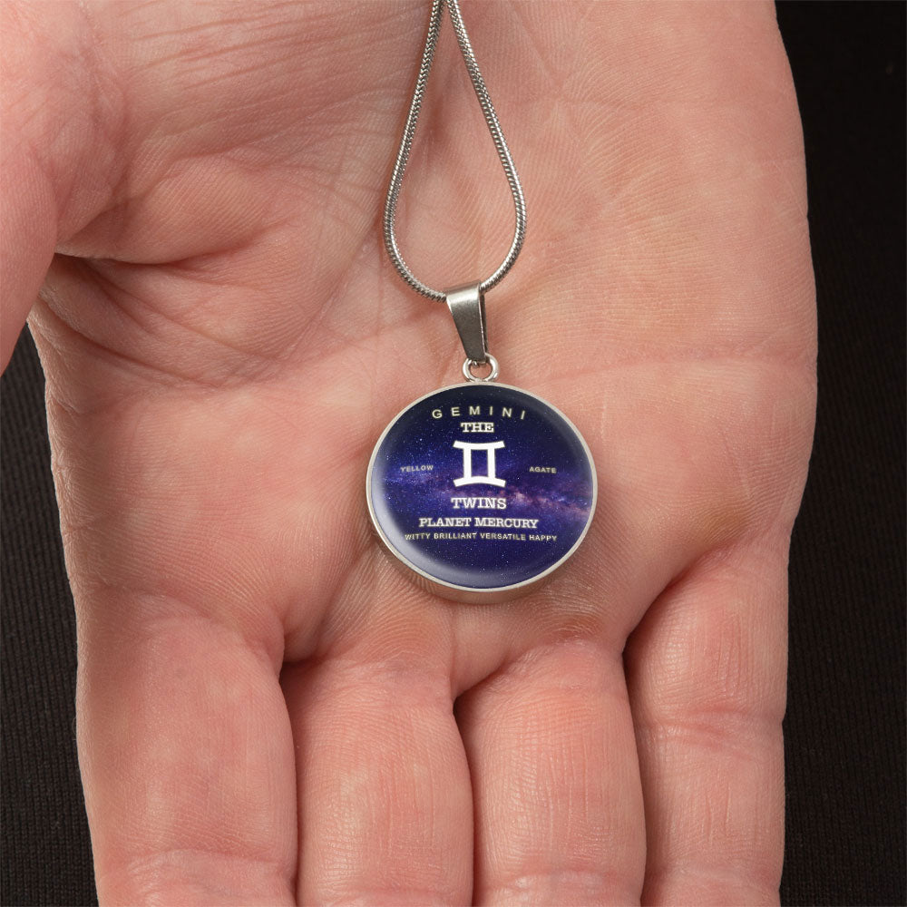 Gemini Gold/Silver Zodiac Round Necklace