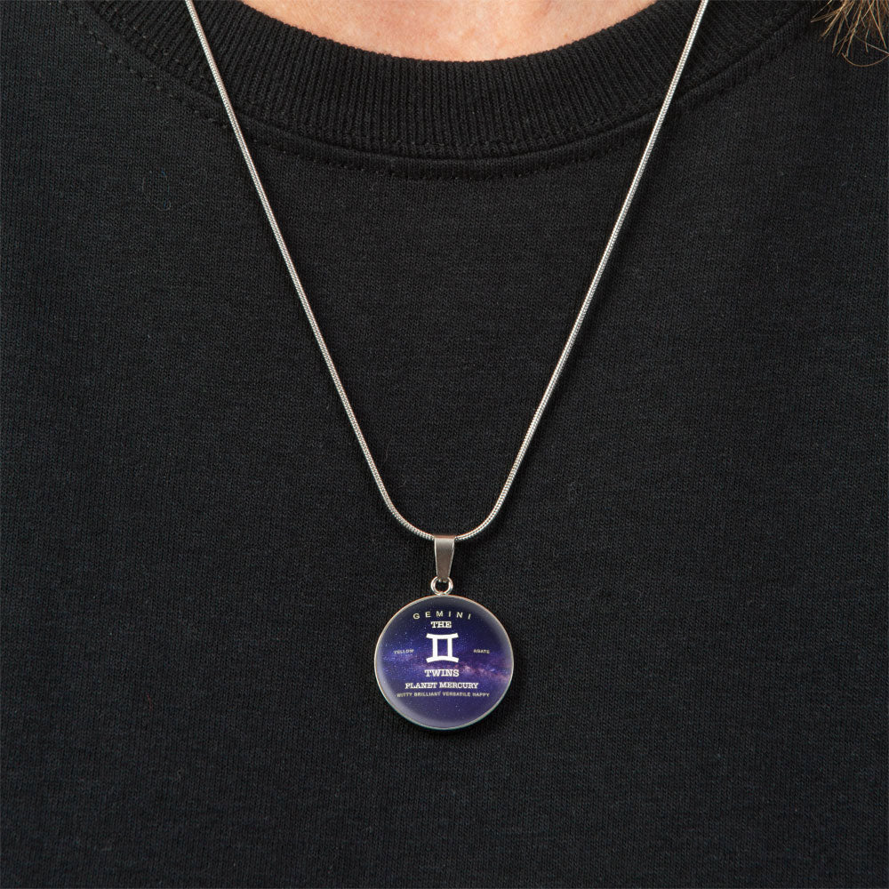 Gemini Gold/Silver Zodiac Round Necklace