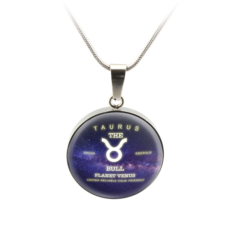 Taurus Gold/Silver Zodiac Round Necklace